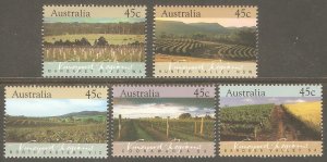 AUSTRALIA Sc# 1262 - 1266 MNH FVF Set5 Vineyard Regions