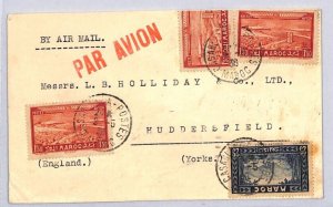 France Cols MOROCCO Cover Air Mail Casablanca GB Huddersfield  1936 ZF94