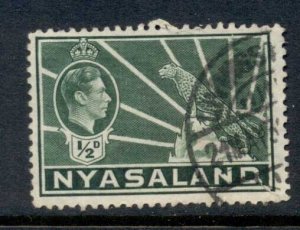 Nyasaland 1938-44 KGVI & leopard 0.5d green FU