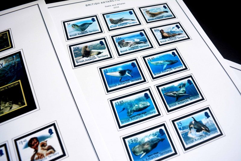 COLOR PRINTED BRITISH ANTARCTICA 2011-2024 STAMP ALBUM PAGES (47 illustr. pages)