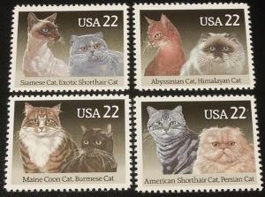 1988 22c Cats 2372-2375 Mint NH