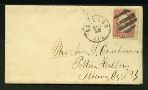 US 1860's cover postmarked Chicago  to Albany NY