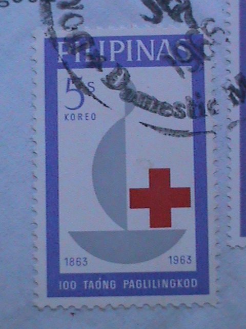 ​PHILIPPINES -1966-3 MINT & 3 USED PICTORIAL LARGE  STAMPS ON USED COVER VF