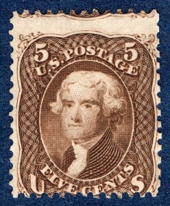 [0937] 1863 Scott#76 MNG 5¢ brown cv:$550 (reperforated)