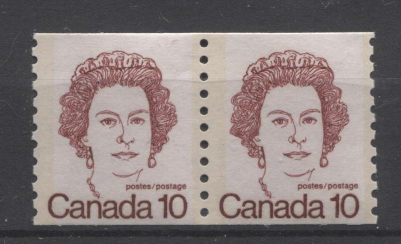 Canada #605iii 10c Dark Carmine QE2 Caricature Coil Pr Ghost Tag White VF-75 NH