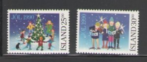 Iceland Sc 716-7 1990 Christmas stamp set mint NH