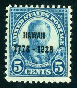 US Stamp #648 Roosevelt 5c - MNH with HAWAII Overprint - CV $21.50