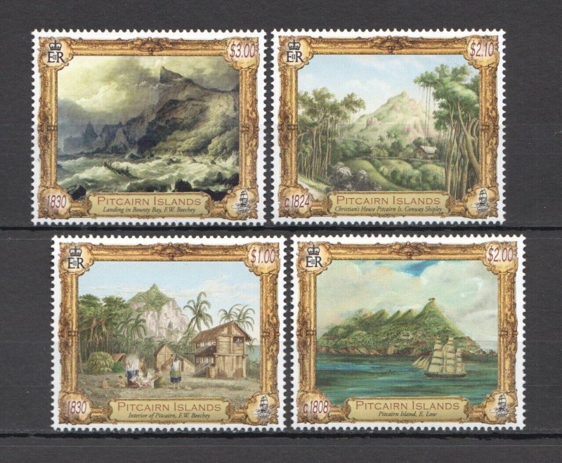 Ft135 2015 Pitcairn Islands In Art Landscapes Ships #932-935 Michel 16 Euro Mnh