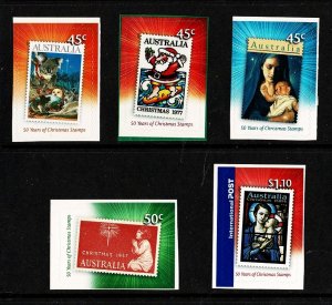 Australia 2007 Christmas Stamps - 50 Years  Set of 5 Self-adhesives MNH