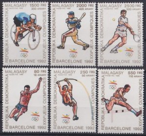 Madagascar 1990 MNH Stamps Scott 950-955 Sport Olympic Games Cycling Baseball