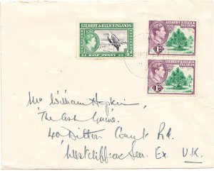 GILBERT & ELLICE cover postmarked  Sept. 1955 to England