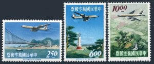 Taiwan C73-C75, hinged. Mi . Air Post 1963. Jet Airliner over Pitan Bridge,