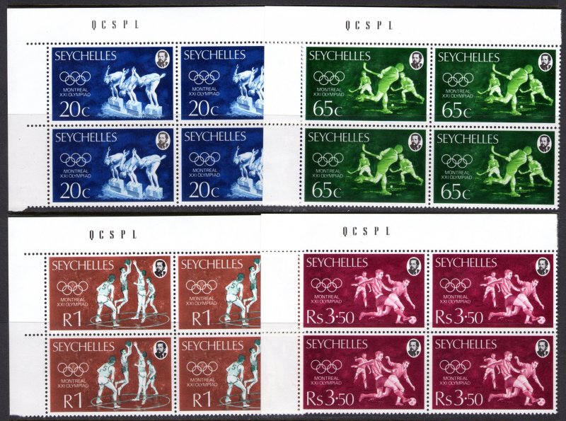 Seychelles 1976 Sc#353/356 MONTREAL OLYMPIC GAMES Block of 4 MNH