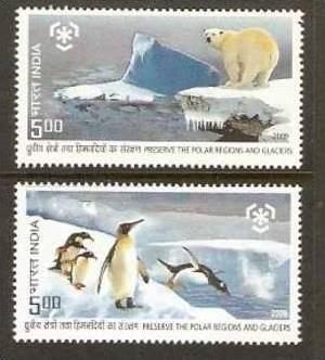 India 2009 Preserve the Polar Regions & Glaciers Antarctica Penguin Bear Snow...