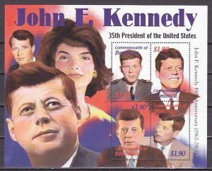 Dominica, Scott cat. 2399. President John Kennedy sheet of 4.