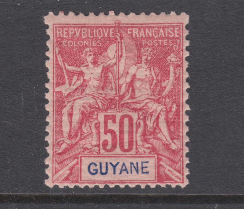 French Guiana Sc 46 MLH. 1892 50c on rose Navigation & Commerce, sound, LH