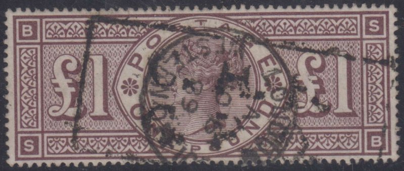 GB 1889 Sc 110 KEY VALUE £1 BROWN VIOLET USED F,VF SCV$3,500