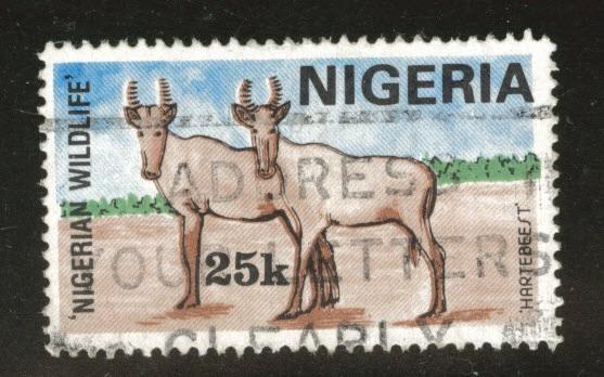 Nigeria Scott 448 used hartebeests  stamp 