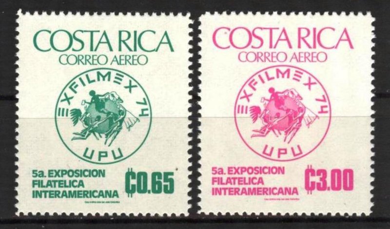 Costa Rica 1974 Sc#C594/C595 UPU-EXFILMEX'74 Set (2) MNH