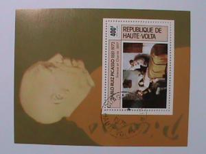 1975 UPPER VOLTA- PUBLO PICASO PAINTING SOUVENIR SHEET.