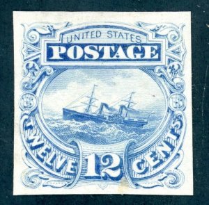 US SCOTT #117-E2c LARGE DIE ESSAY INDIA PAPER XF BLUE SHADE TN THIN AK 4/1/24