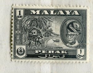 MALAYA; PERAK 1950s early Sultan issue Mint hinged 1c. value