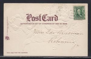 US Robesonia PA Berks Co. 1907 Doane Cancel on Valentine Card a926