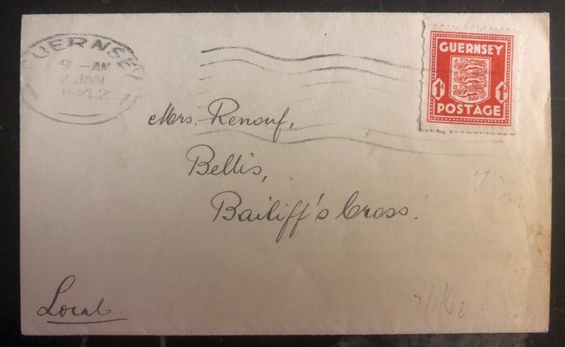1942 Guernsey Channel Island England Occupa Cover Le Riches Stores Grocery List