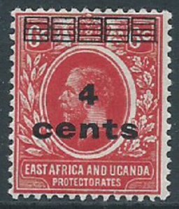 East Africa & Uganda Protectorates, Sc #62, 4c on 6c, MH