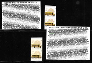 Sc #5741 2023 (24c) School Bus Ounce COIL CF with Genuine and Descriptive Tabs!!