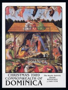 [76457] Dominica 1989 Painting Botticelli Christmas Birth of Christ Sheet MNH