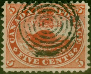 Canada 1859 5c Deep Red SG32 V.F.U Nicely Centered