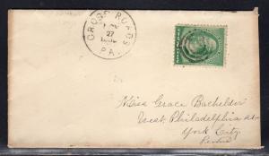 US #213 Cross Roads PA York Co. DPO 1889 With Long Personal Letter a918