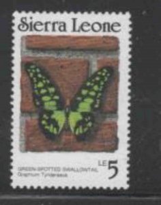 SIERRA LEONE #865 1987 5le BUTTERFLY MINT VF NH O.G