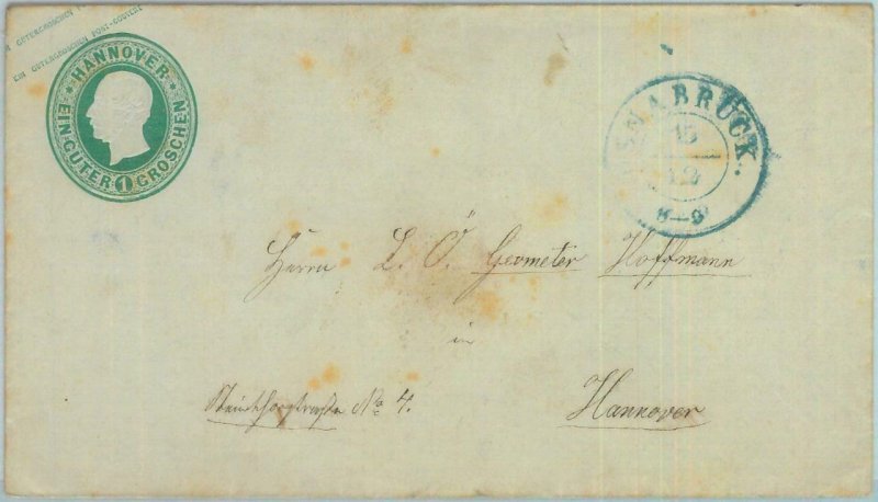 89241 - GERMANY Hannover - Postal History - STATIONERY COVER # U1 Osnabruck 1857