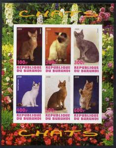 Burundi 2009 Domestic Cats #2 imperf sheetlet containing ...