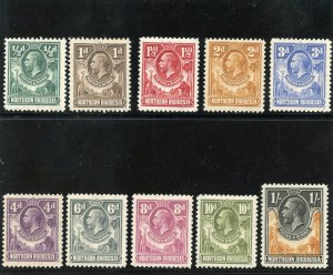 Northern Rhodesia 1925 KGV short set to 1s MLH. SG 1-10. Sc 1-10.