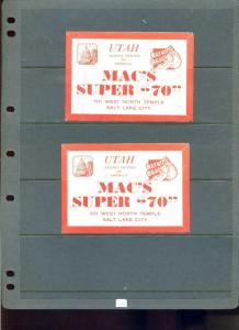 2 UTAH SCENIC CENTER OF AMERICA  MAC'S SUPER 70 POSTER STAMPS BEACH BATHING L945