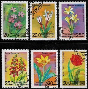 Uzbekistan #38-43 Used Set - Flowers (a)