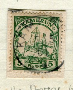 GERMAN COLONIES KAMERUN; 1900s Yacht type fine used POSTMARK value,