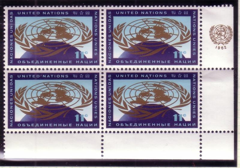 UN Sc# 107 UN & Globe Blk of 4 MNH