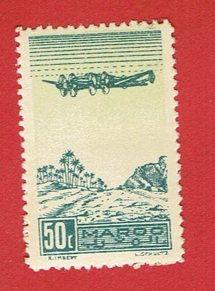 MOROCCO SCOTT#C27 1944 50c AIRPLANE OVER PALM GROVE - MH