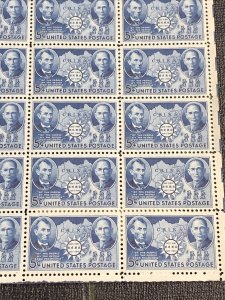 US 906 Lincoln, Sun Yat-sen Sheet Of 50 A Few Stamps Are Hinged & Some Folding 