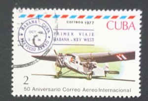 Cuba Sc# 2161 AIRPLANES aviation plane   2c Three-Engine Plane     1977 used cto