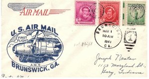 USA 1941 First Flight Cover Cachet Details Below