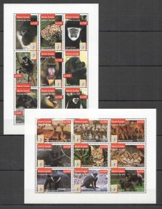 A1076 Sierra Leone Animals Fauna Celebrate The Wild Cats Monkeys 2Kb Mnh