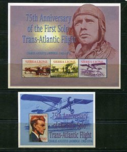 Sierra Leone 2 Souvenir Sheets Charles Lindbergh 75 anniv.Transatlant MNH  5631