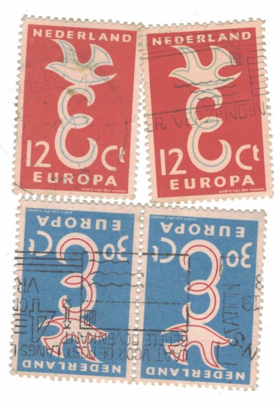 718 - Netherlands (12 C) 1958 - Postage stamps EUROPA Stamps [Set of 2 stamps