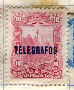 NICARAGUA; 1893 early classic TELEGRAFOS issue Mint hinged 10P. value
