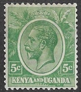 Kenya Uganda # 20  George V  - 5c 1927 (1) VF Unused